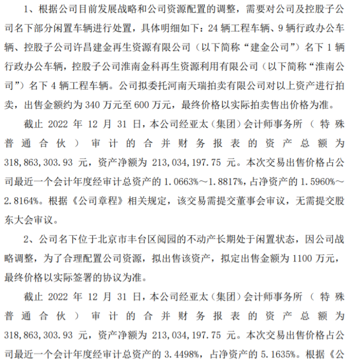 KAIYUN金科資源及控股子公司名下部分閑置車輛及公司不動產進行拍賣(圖1)